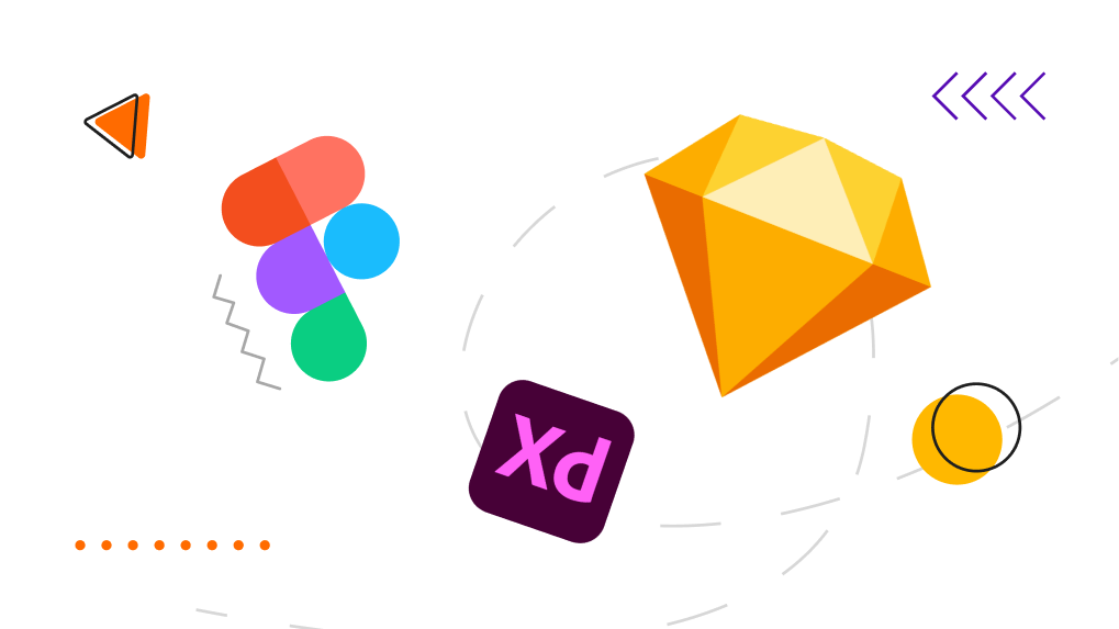 an illustration of Figma, Adobe Xd, and Sketch
